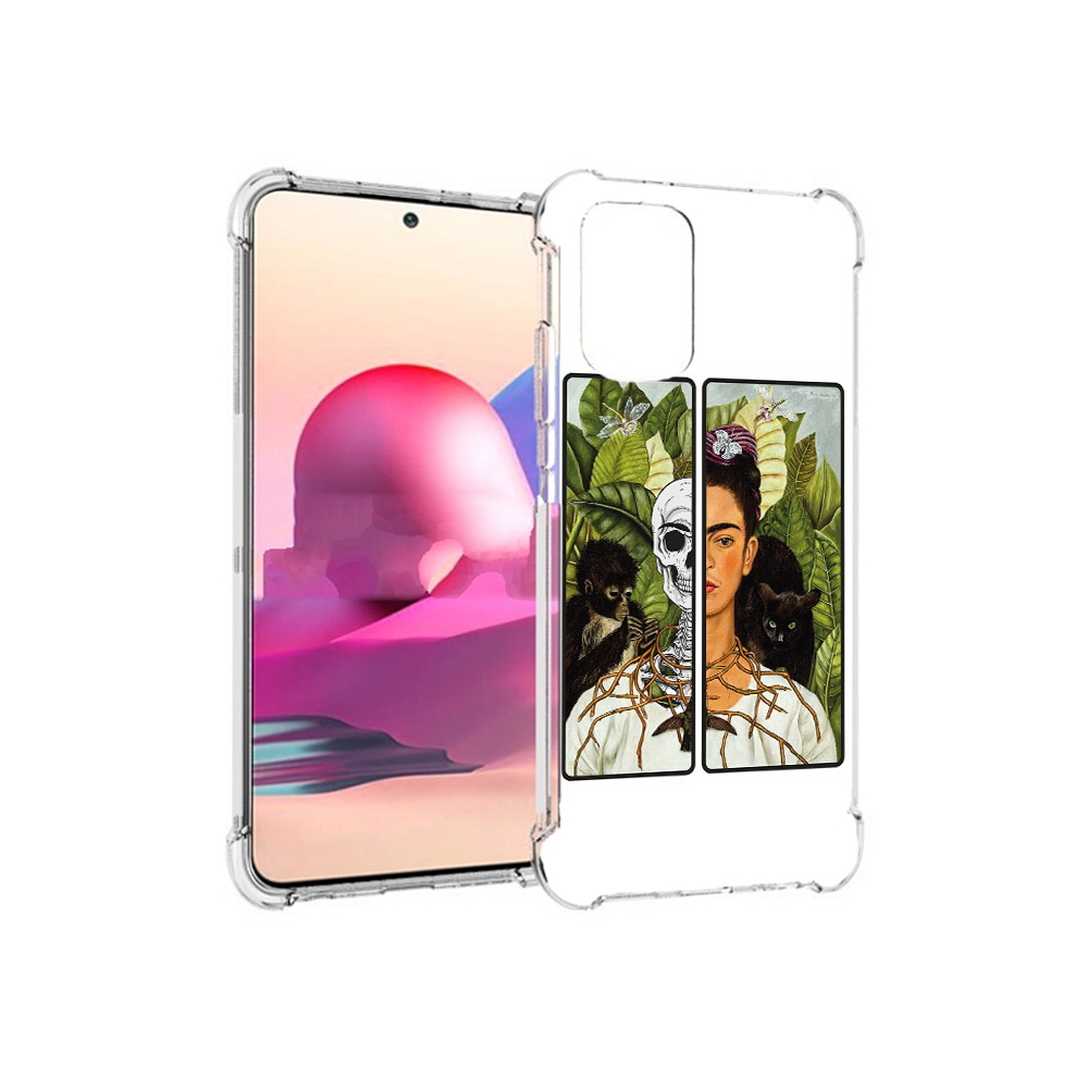 Чехол MyPads Tocco для Xiaomi Redmi Note 10S сдвоенная картинка девушка скелет