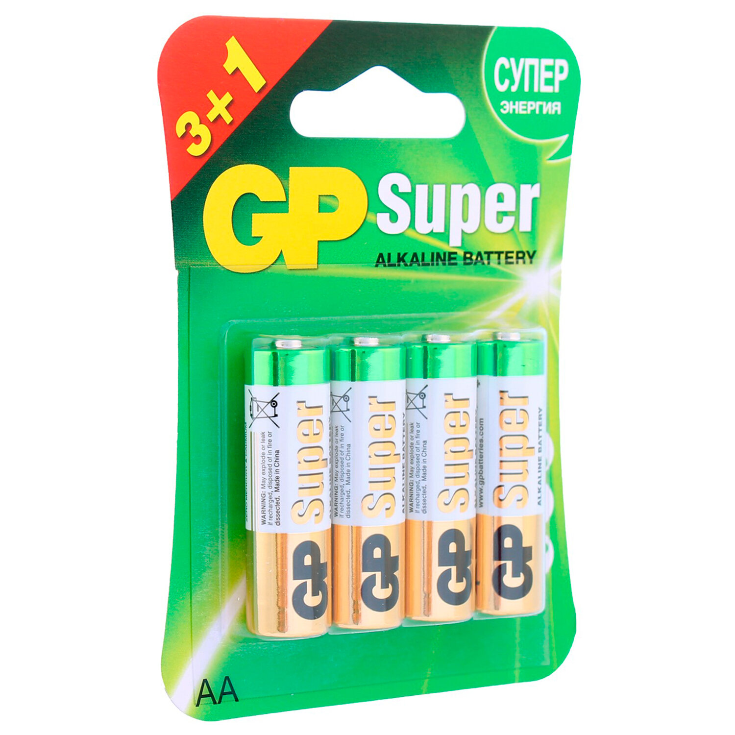 

Набор из 5 шт, Батарейки GP Super, AA (LR6, 15А), алкалиновые, пальчиковые, КОМПЛЕКТ 4 шт.