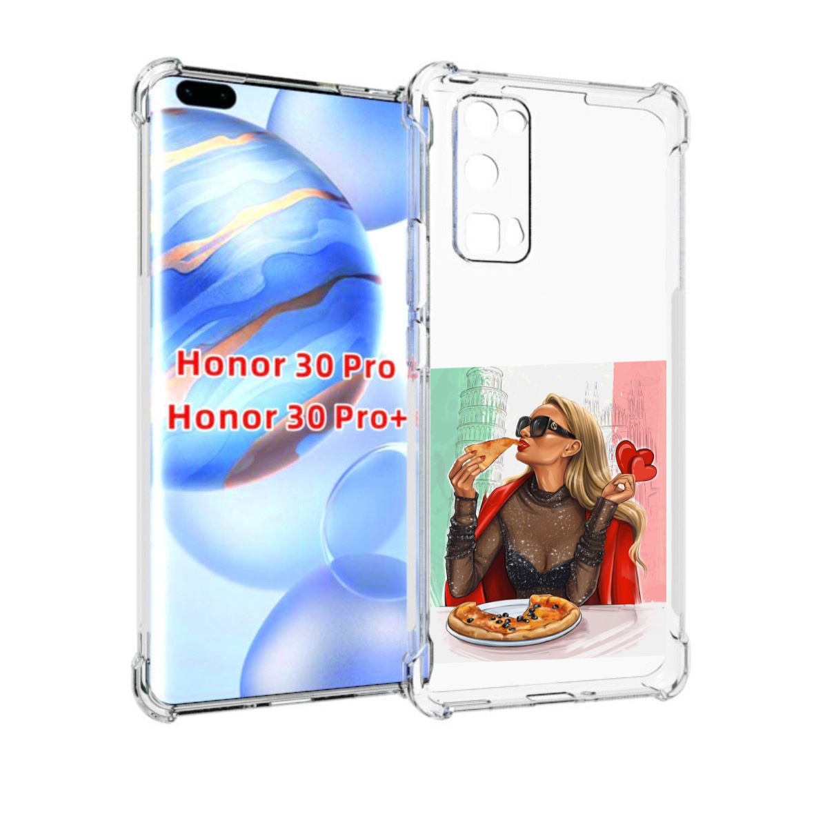 

Чехол бампер MyPads любительница-пиццы женский для Honor, Прозрачный, Tocco