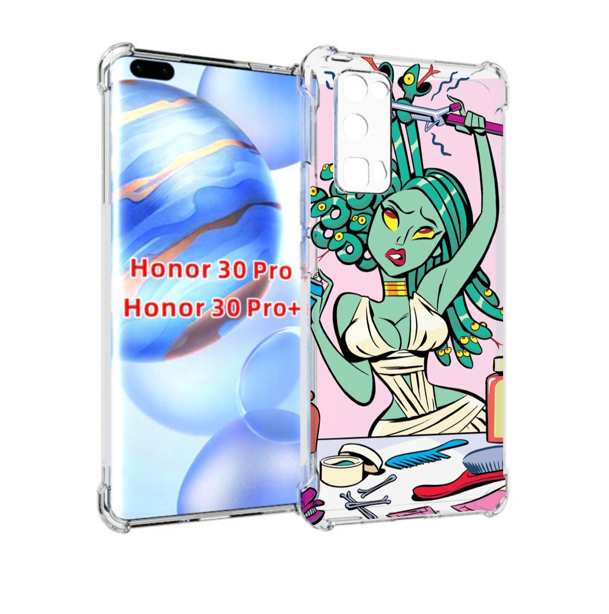 

Чехол бампер MyPads медуза расчесывается женский для Honor, Прозрачный, Tocco