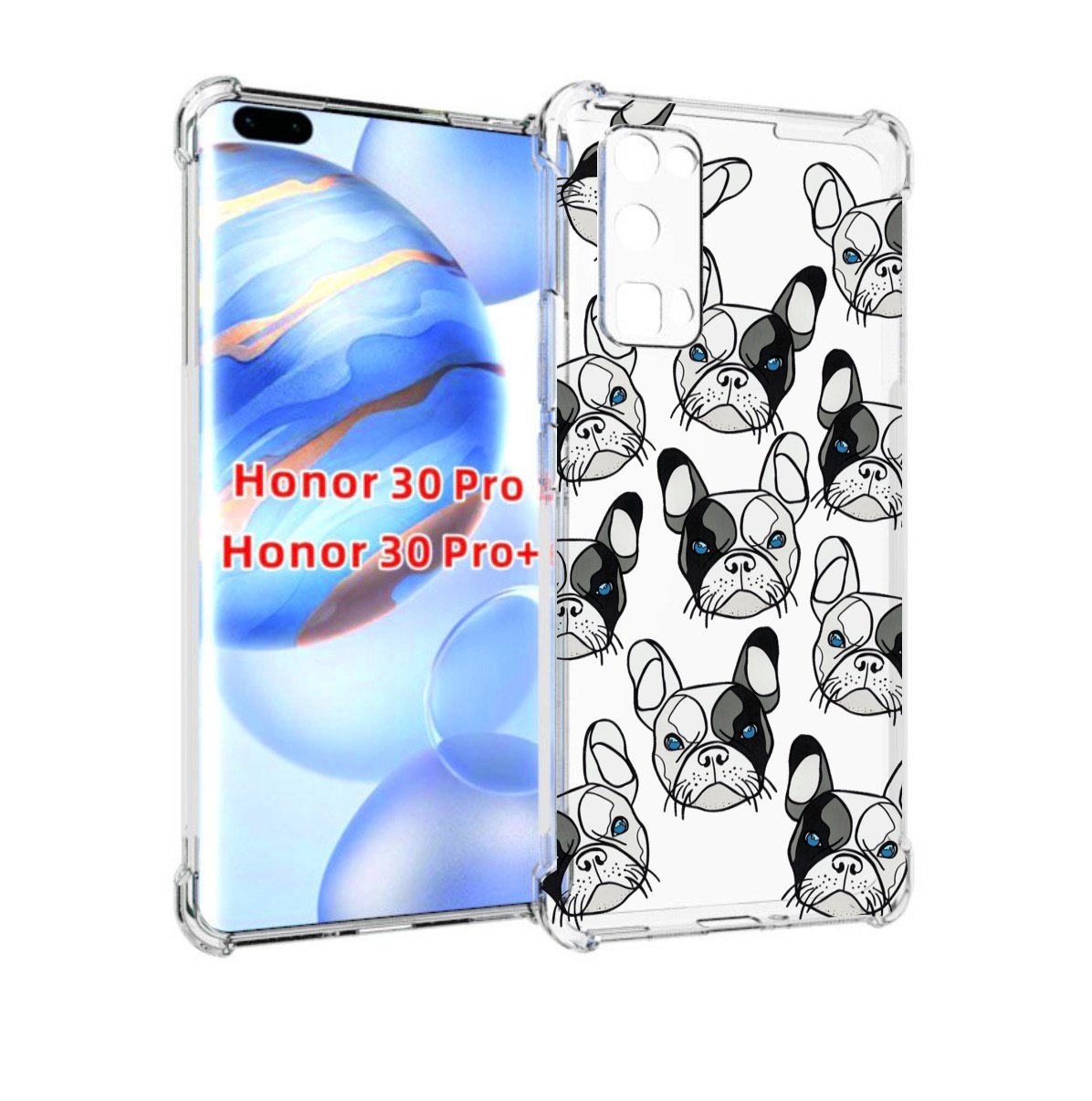 

Чехол бампер MyPads мини-собачки-черно-белый для Honor 30, Прозрачный, Tocco