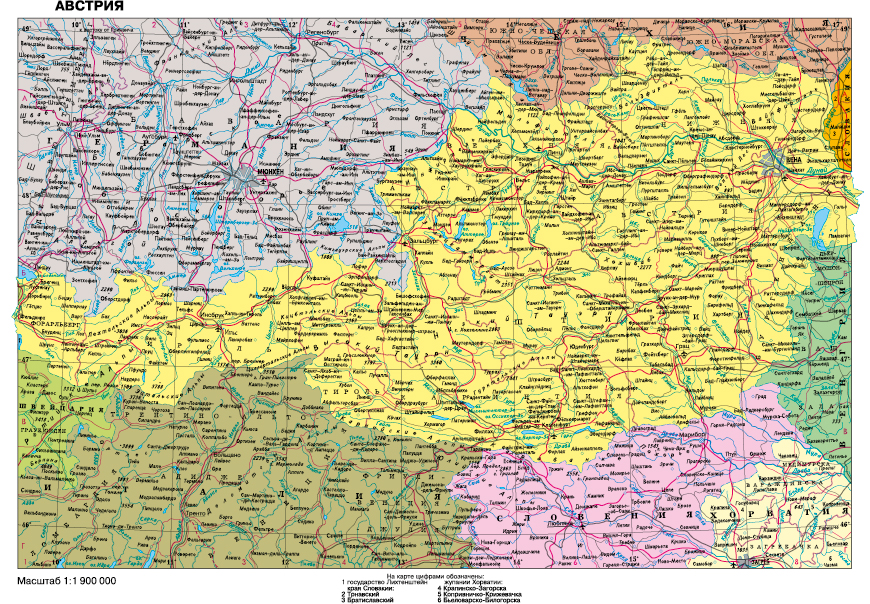 Административная карта Австрии 70/40 см 100043386278