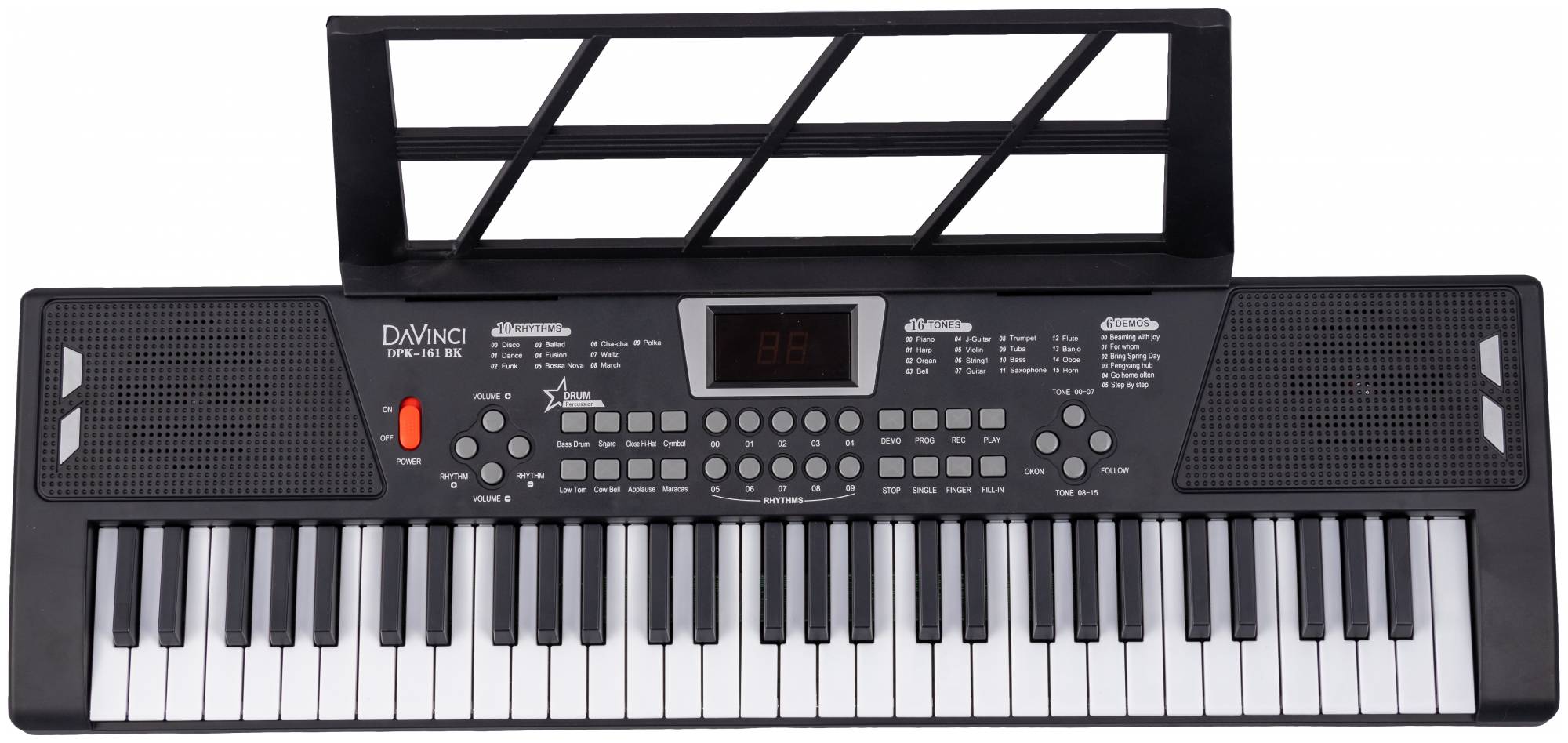 Синтезатор с полноразмерной клавиатурой DAVINCI DPK-161 BK, цвет черный