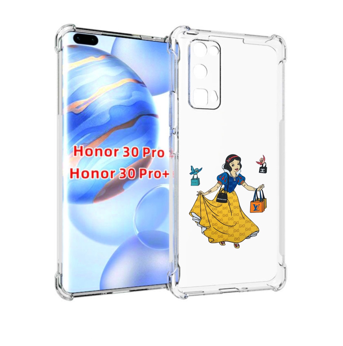 

Чехол бампер MyPads модная-принцесса женский для Honor 30, Прозрачный, Tocco