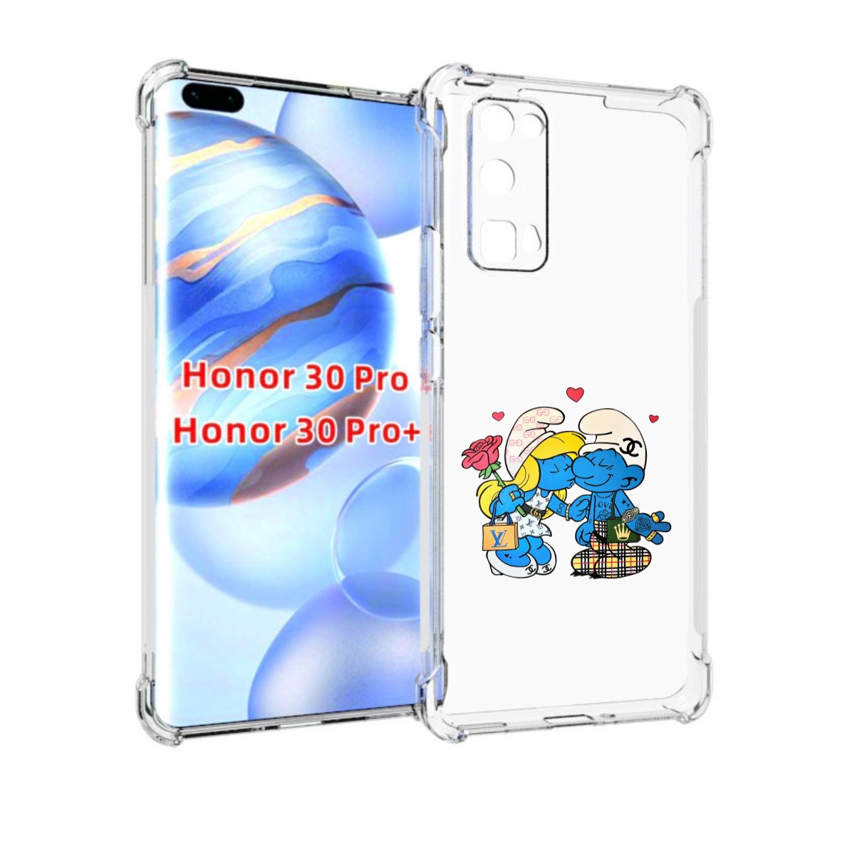 

Чехол бампер MyPads модные-смурфики для Honor 30 Pro Honor, Прозрачный, Tocco