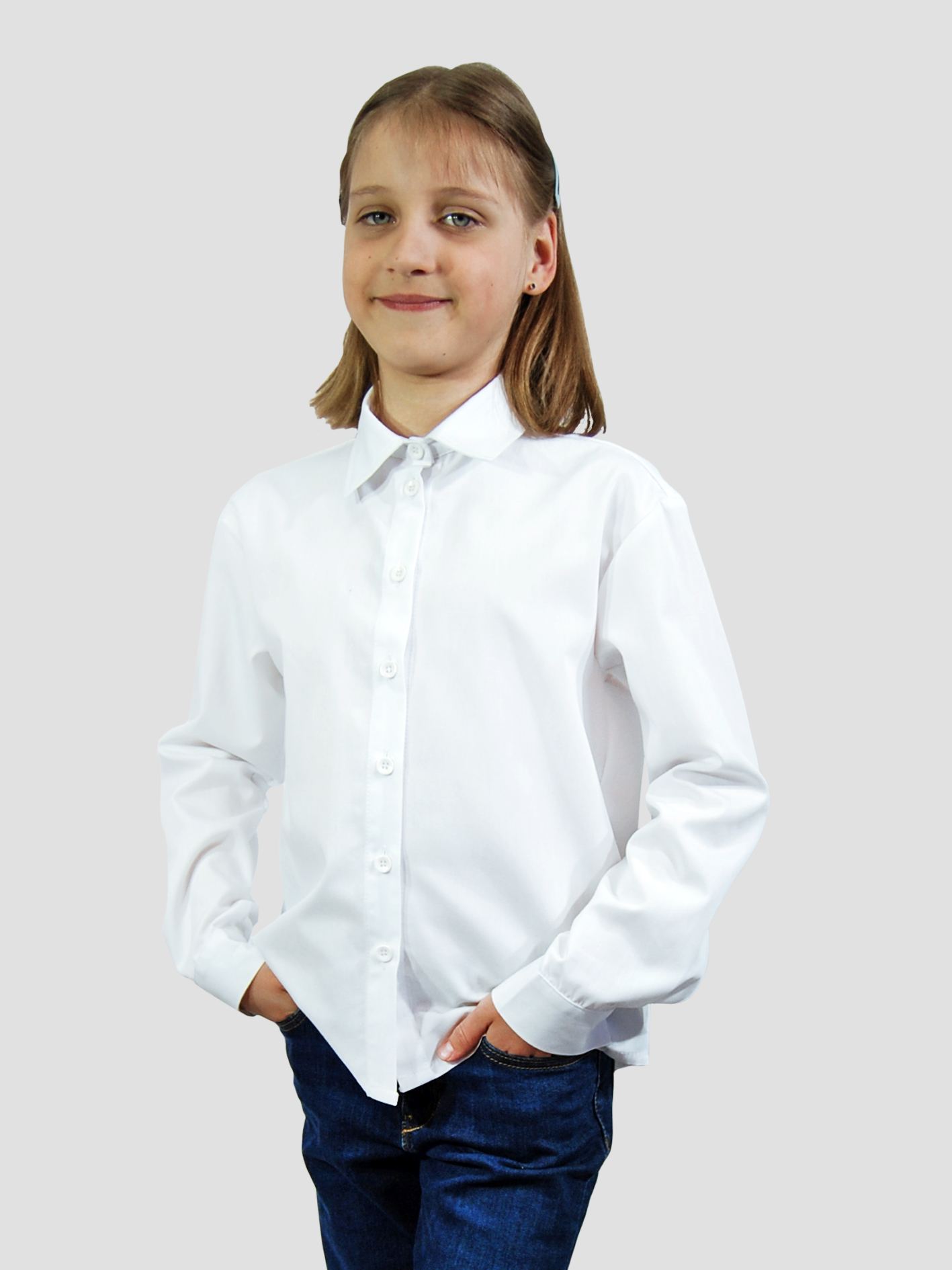 Рубашка детская NoBrand RUB-Kids-Classic, белый, 140