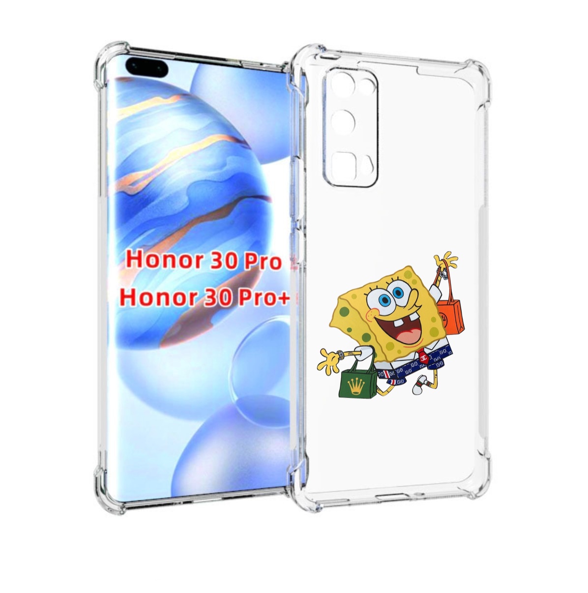 

Чехол бампер MyPads модный-спанч-боб для Honor 30 Pro Honor, Прозрачный, Tocco
