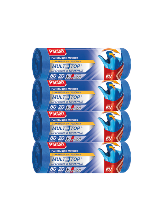 

Мешки для мусора Paclan MULTI-TOP 60 л 20шт. х 4уп., Синий