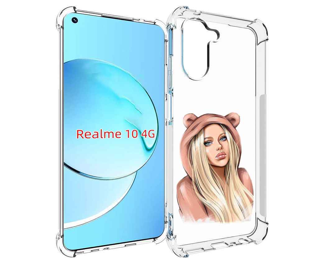 

Чехол MyPads блондинка-в-капюшоне женский для Realme 10, Прозрачный, Tocco