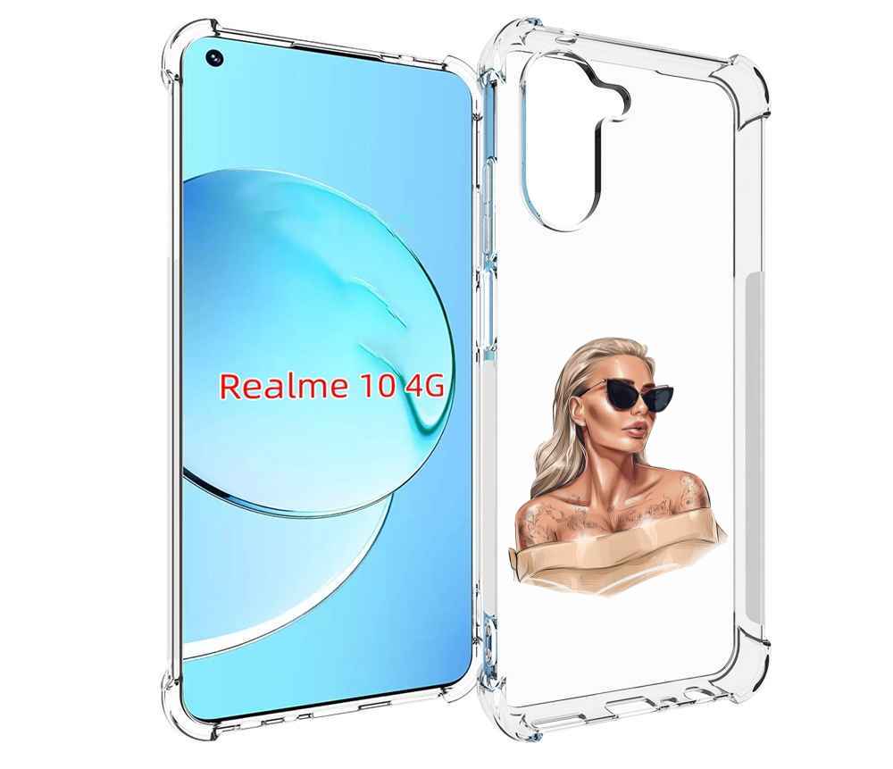 Чехол MyPads блондинка-в-очках женский для Realme 10