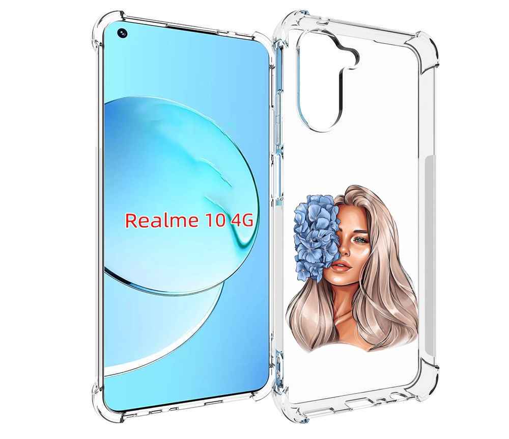 

Чехол MyPads блондинка-с-голубыми-цветами женский для Realme 10, Прозрачный, Tocco