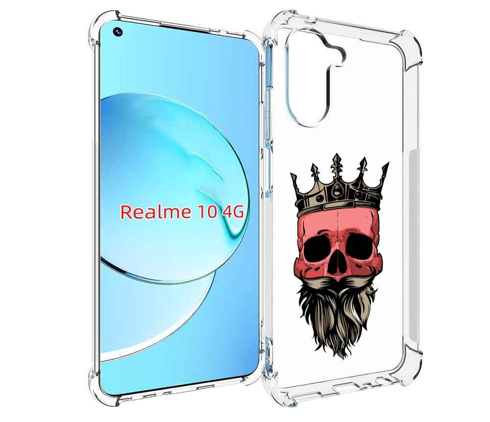 

Чехол MyPads бородатый красный череп мужской для Realme 10, Прозрачный, Tocco