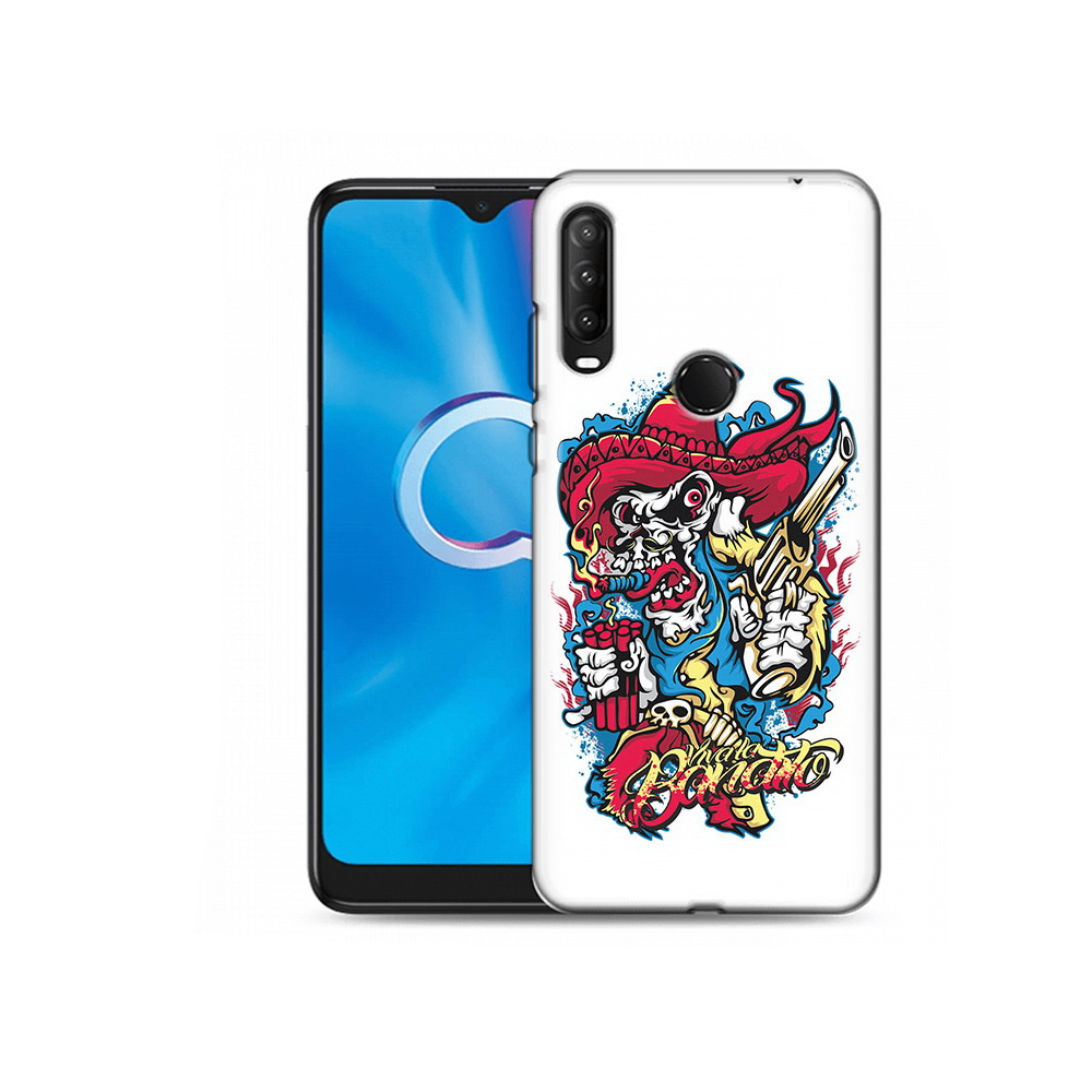 

Чехол MyPads Tocco для Alcatel 1S (2020) 5028Y нарисованный скелет с писталетом, Прозрачный, Tocco
