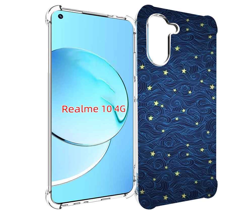 

Чехол MyPads волны с звездами акварель для Realme 10, Прозрачный, Tocco