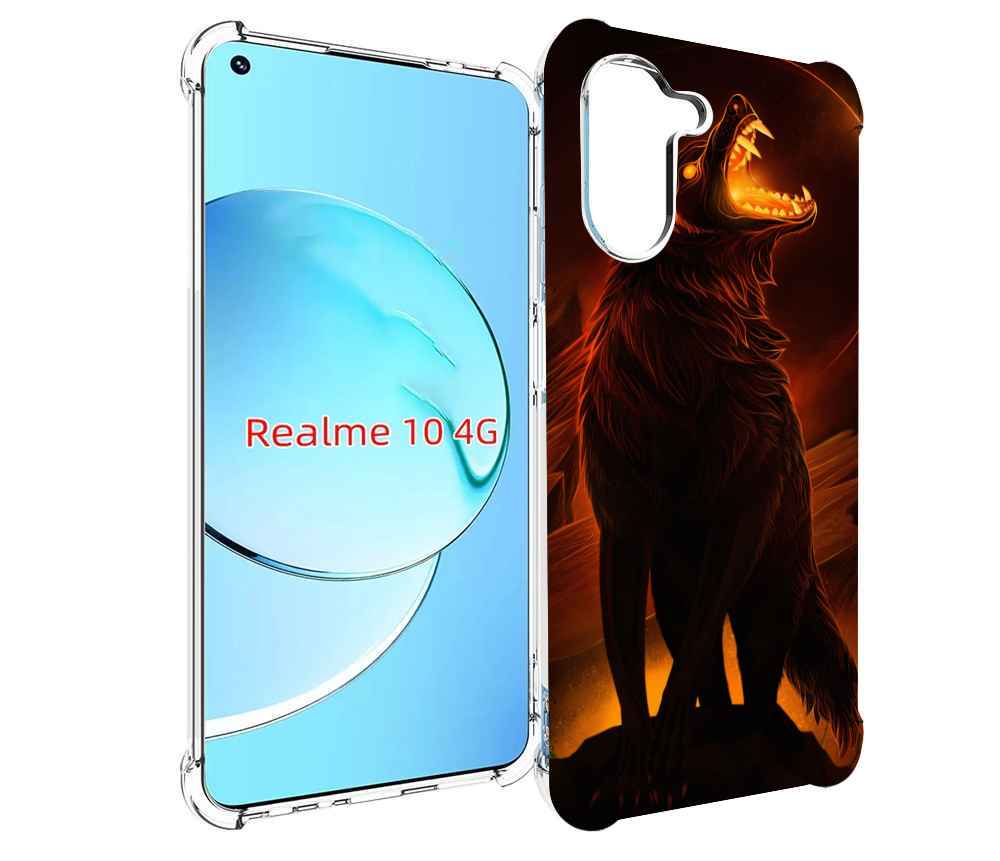 

Чехол MyPads волчара с огнем внутри для Realme 10, Прозрачный, Tocco