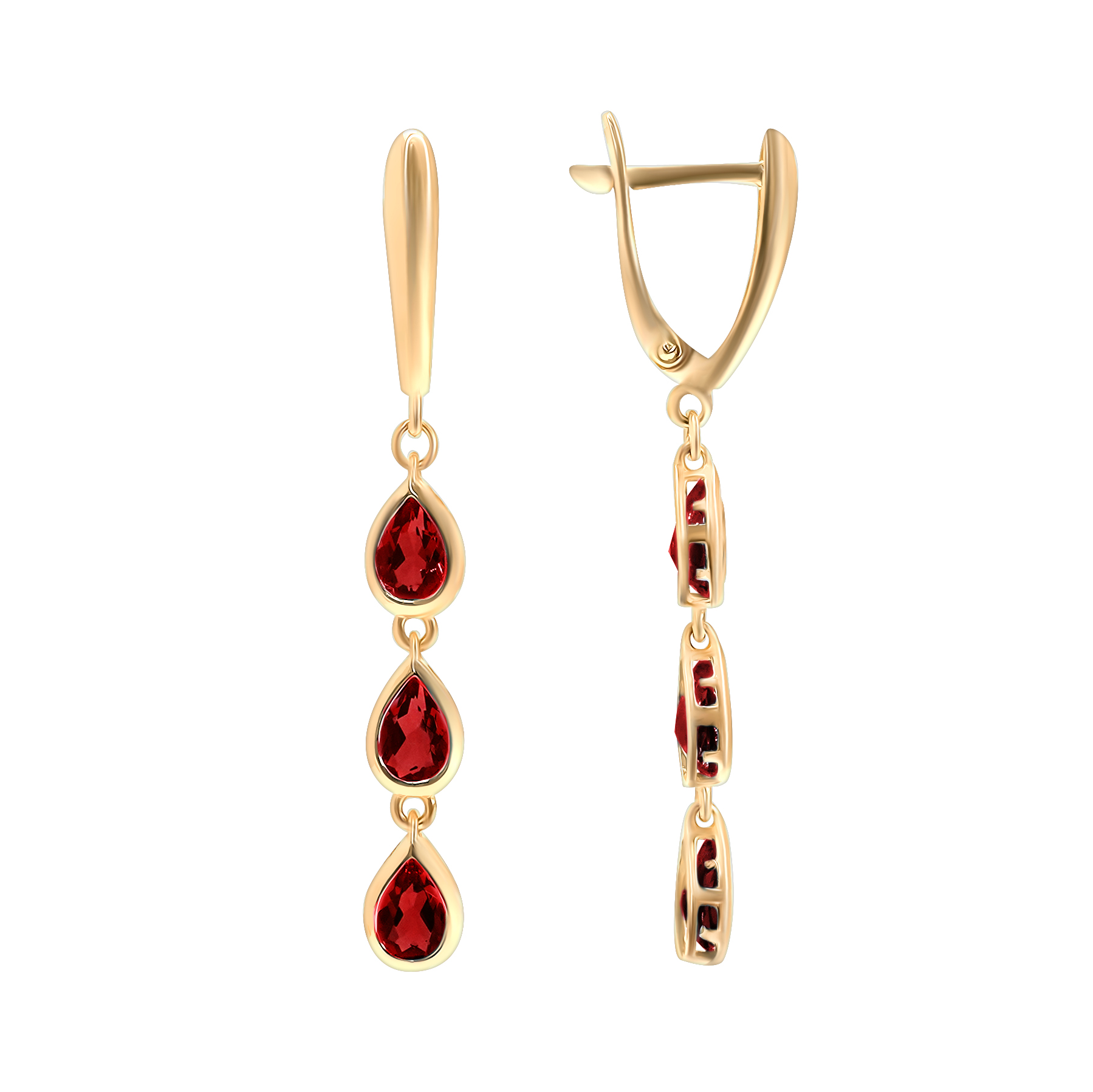 

Серьги подвески из красного золота ЯХОНТ Золотой 224695, гранат, 224695