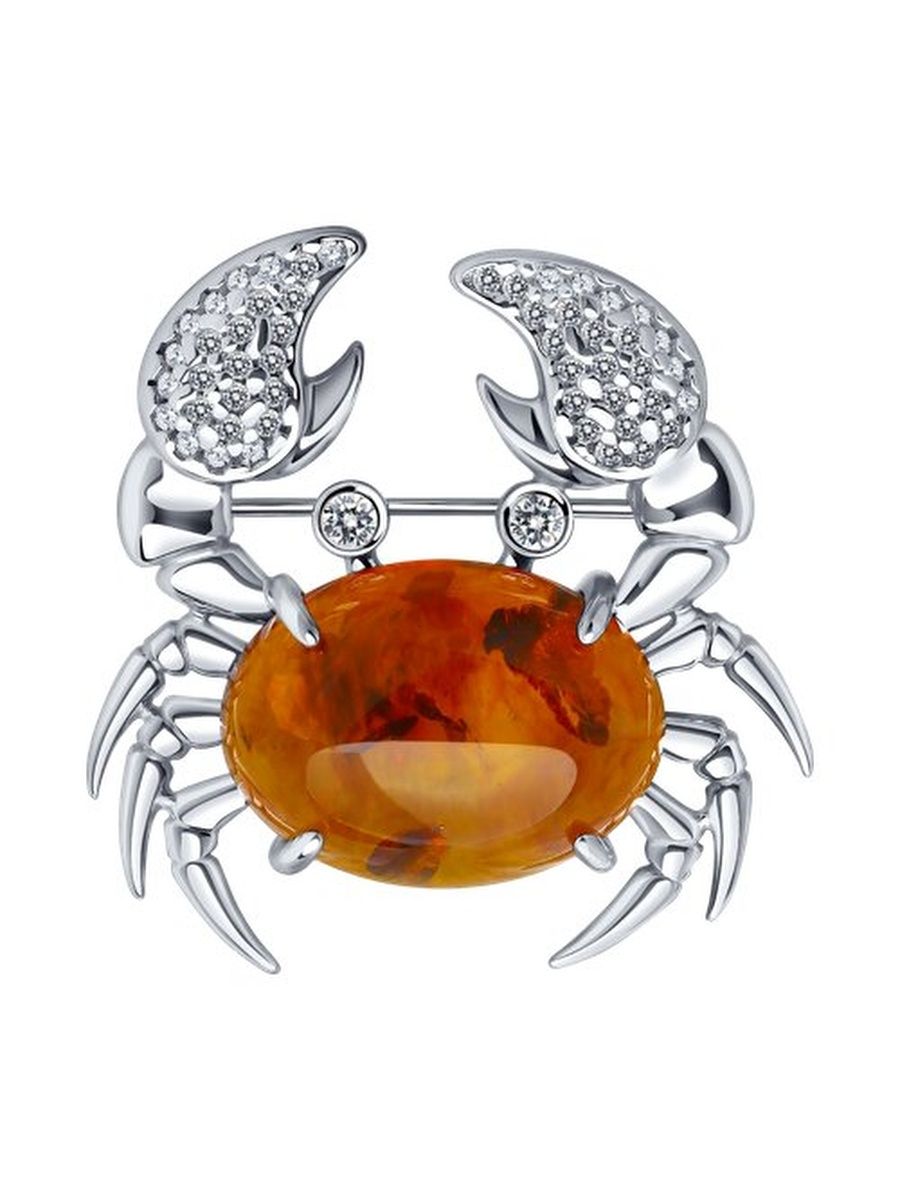 

Брошь из серебра TEO MAORI 883040036, фианит\янтарь, 883040036
