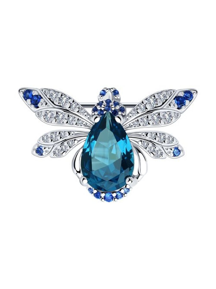 

Брошь из серебра TEO MAORI 892040052, топаз искусственный\фианит, 892040052