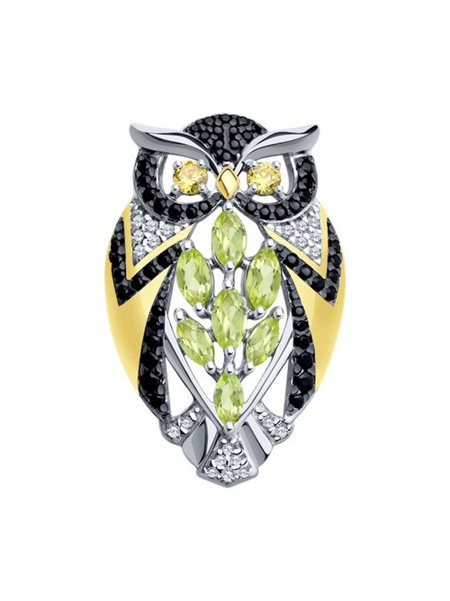 

Брошь из серебра TEO MAORI 892040070, фианит\хризолит, 892040070