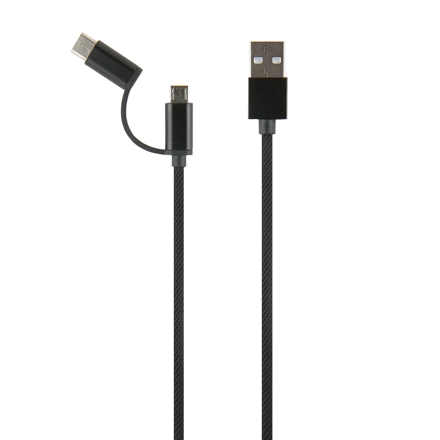 фото Кабель red line lx01 2 в 1 usb-microusb+type-c 2a neylon, black