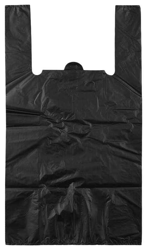 Пакет-майка пнд черный 15мкм, 38+20х68 см, 100 штук в упаковке