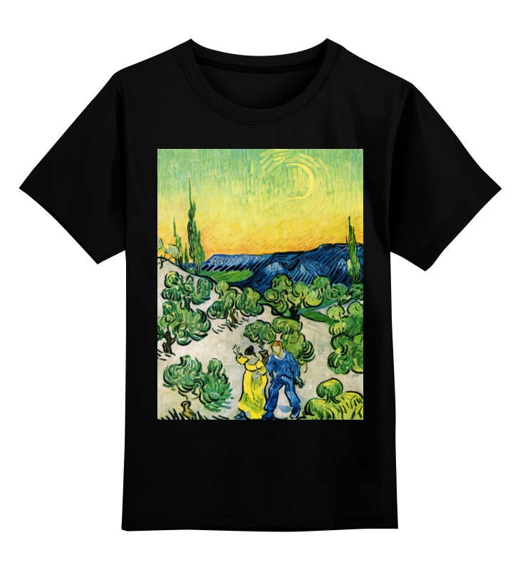 

Детская футболка классическая унисекс Printio Пейзаж с прогуливающейся парой и полумесяцем, Разноцветный, 0000002804459