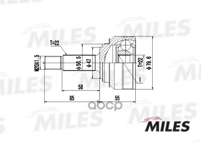 

Шарнирный Комплект, Приводной Вал Miles GA20414