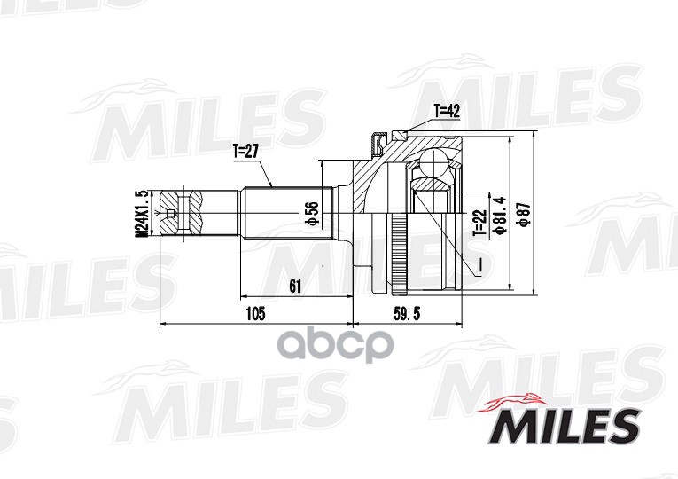 

Шрус Nissan Primera 1.6/2.0 90-96 Нар.(Abs) Miles GA20315