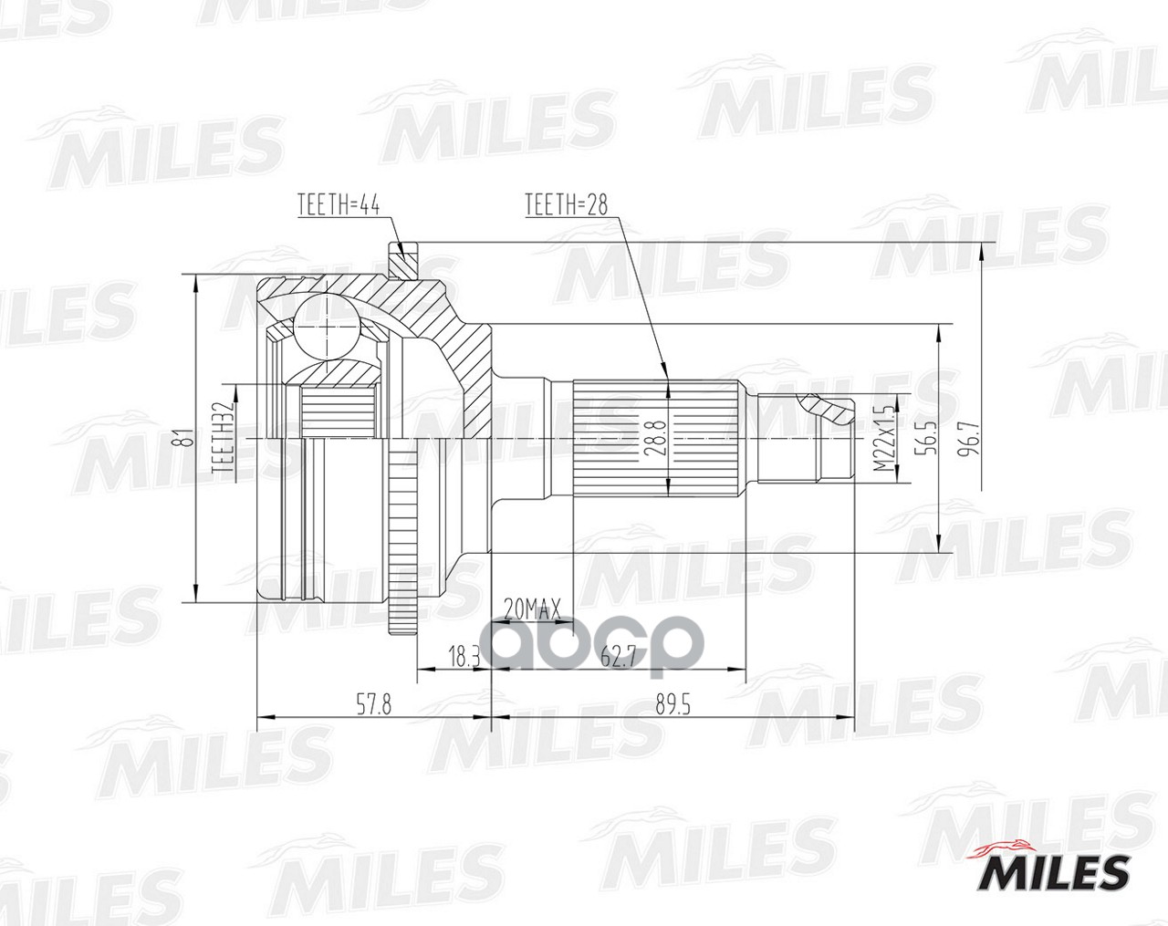 

Шарнирный Комплект, Приводной Вал Miles GA20223