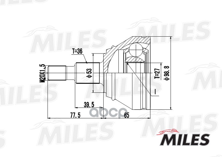 

Шрус Audi A3/Vw G4/Skoda Octavia 1.8-2.8 98-05 Нар. Miles GA20023