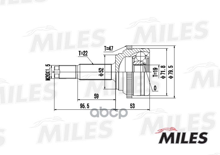 

Шрус Chevrolet Aveo Ii T250/255/Daewoo Kalos 1.2 03- Нар. +Abs Miles GA20043