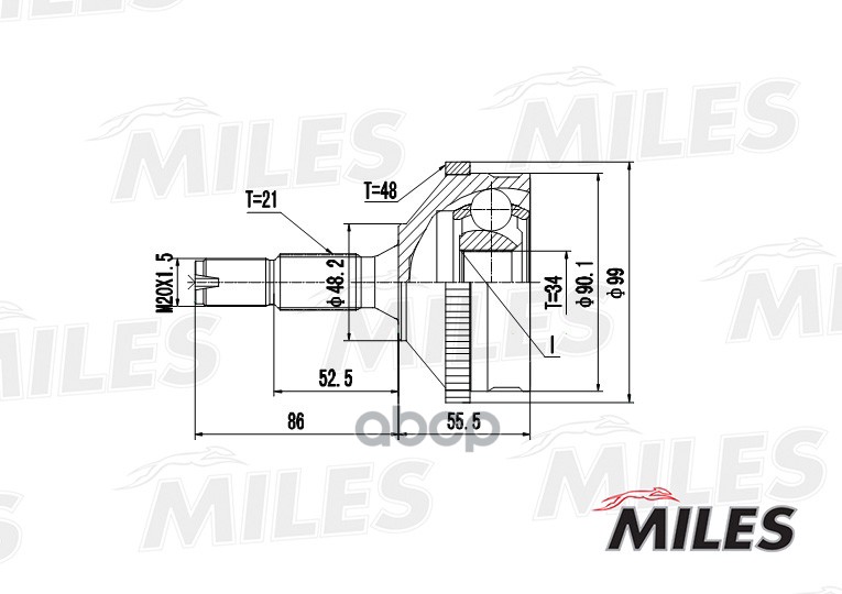 

Шрус Peugeot 206 1.4-1.9D 98- Нар. (Abs) Miles ga20372
