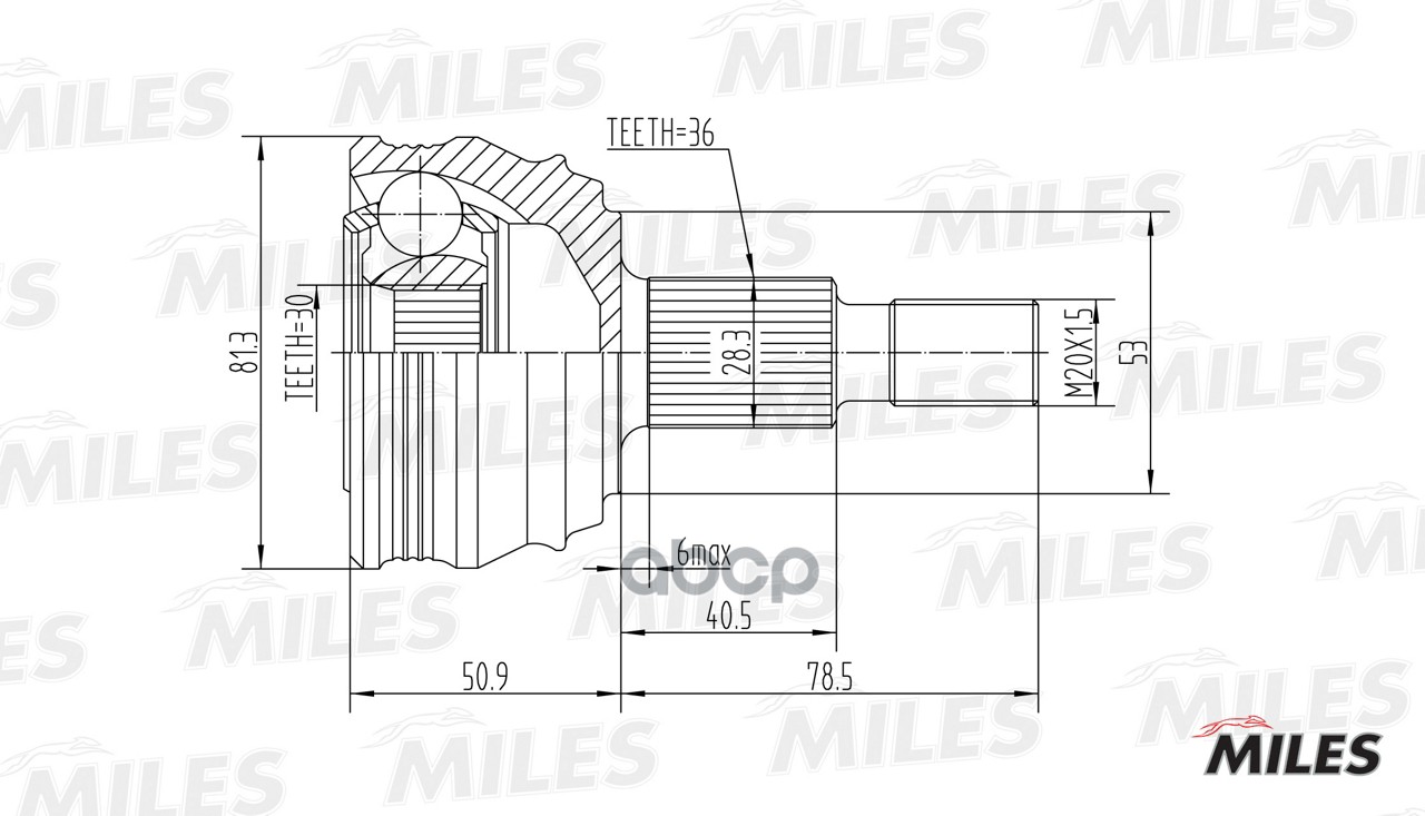 

Шрус Audi A3 I/Skoda Octavia I/Golf Iv 1.6-1.9Sdi 96- Нар. Miles GA20022