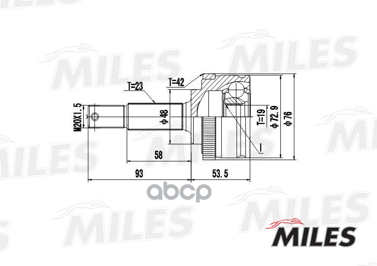 

Шрус Nissan Micra 1.0 92-03 Нар. Abs Miles ga20302