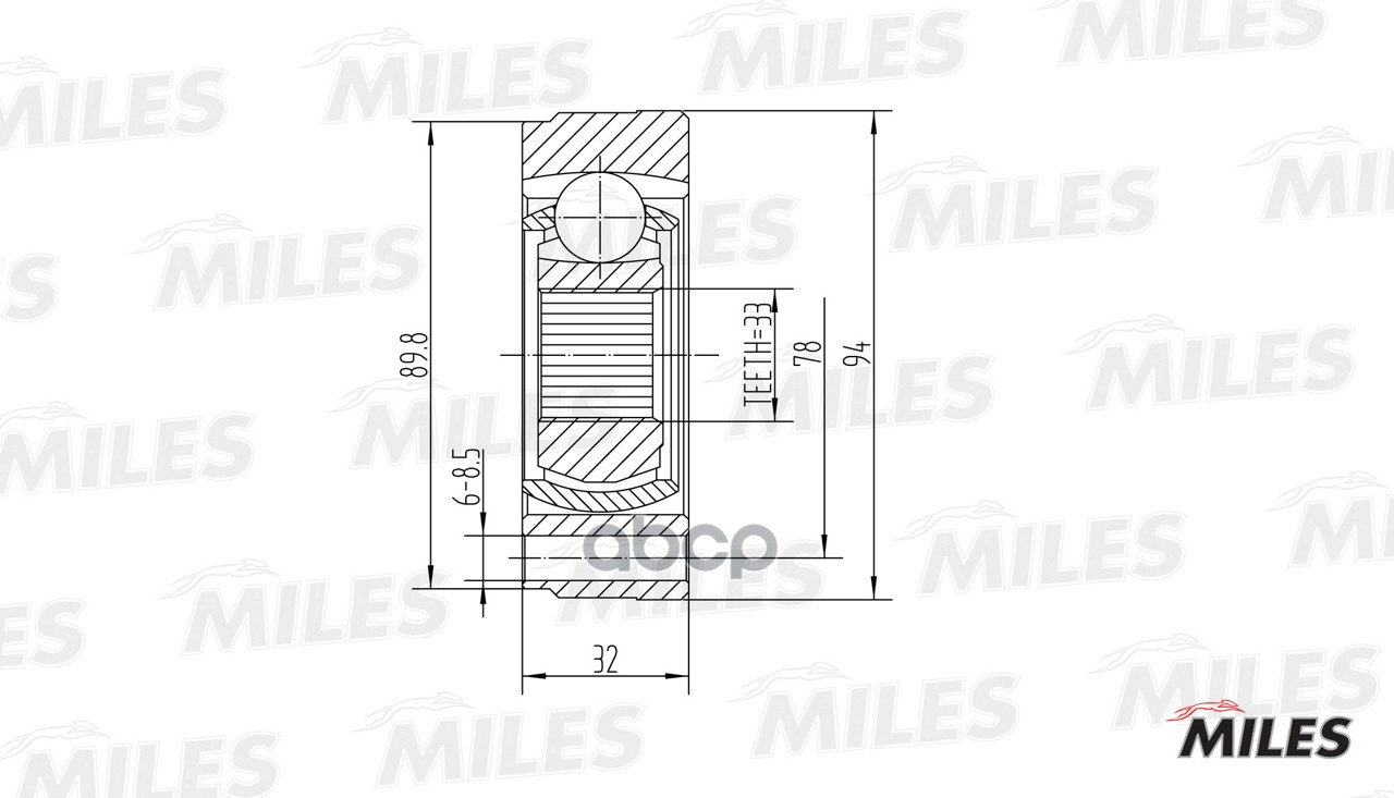 

Шрус Audi 80/90/Skoda/Vw Golf I-Iv/Passat Ii-Iv 1.3-2.3 72-07 Внутр. Miles GA10006