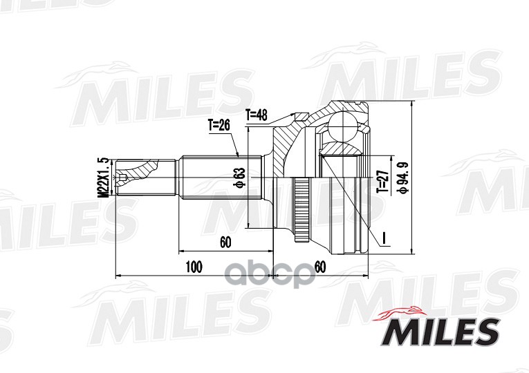 

Шрус Toyota Rav4 A20 2.0Vvti/D-4D 00-05 Нар. +Abs Miles GA20498