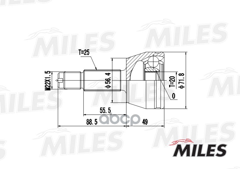 

Шрус Ford Fiesta/Ka/Mazda 121 1.3 95- Нар. Miles GA20104