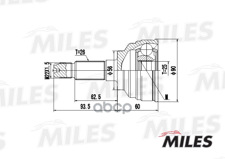 

Шрус Mazda 626 Iii/Mpv/Ford Probe 1.8-3.0 87-99 Нар. Miles GA20206