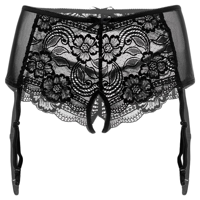 фото Эротические трусики-пояс erolanta lingerie collection с кружевными вставками черные 42-44