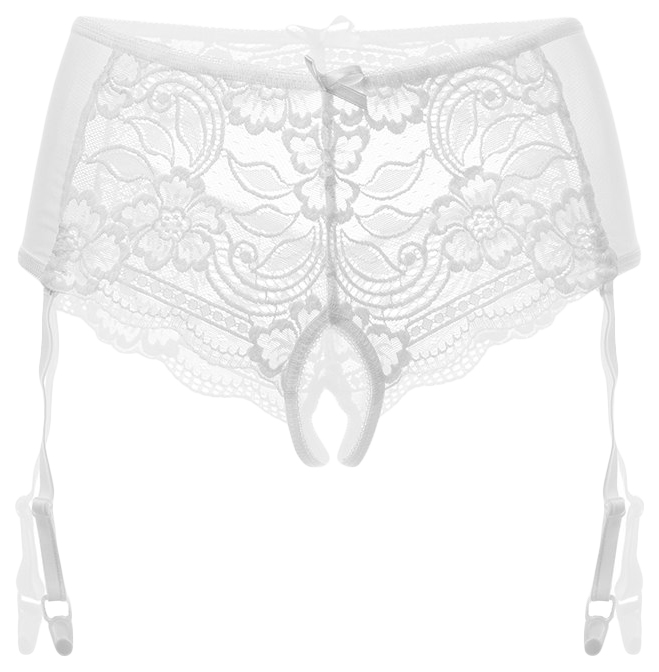 фото Эротические трусики-пояс erolanta lingerie collection с кружевными вставками белые 42-44