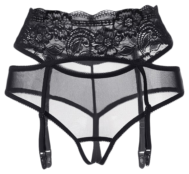 фото Эротические трусики-пояс erolanta lingerie collection c высокой посадкой, черные (42-44)