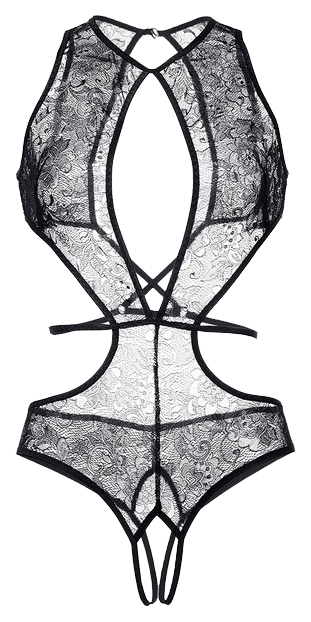 фото Эротическое боди erolanta lingerie collection, из кружевного полотна, черное (50-52)
