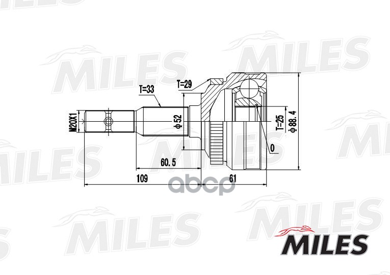 

Шрус Opel Astra F/Kadett E/Vectra A 1.6D-2.0 84-98 Нар. +Abs Miles GA20342