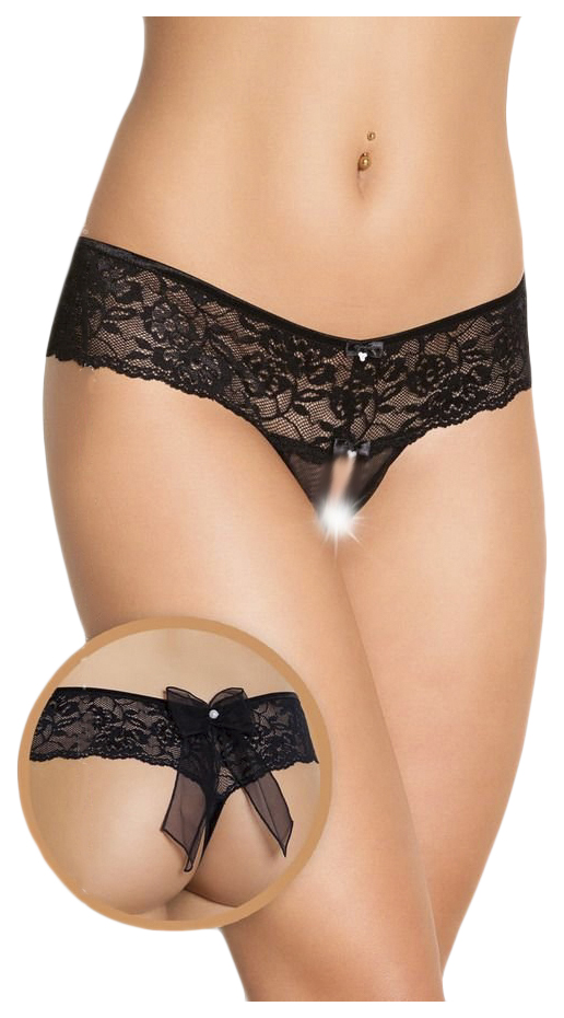 

Шортики с бантиком открытые кружевные SoftLine Collection, черный, S/M, 2403