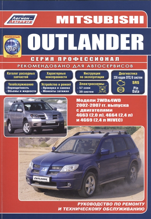 фото Книга mitsubishi outlander. модели 2002-2007 гг. выпуска. устройство, техническое обслу... легион-автодата