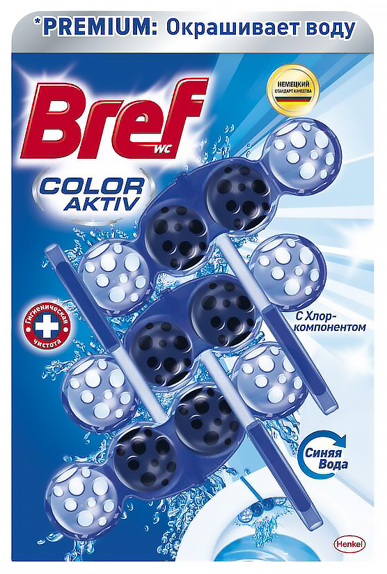 фото Средство bref blue aktiv чистящее для унитаза с хлор-компонентом 3*50 г