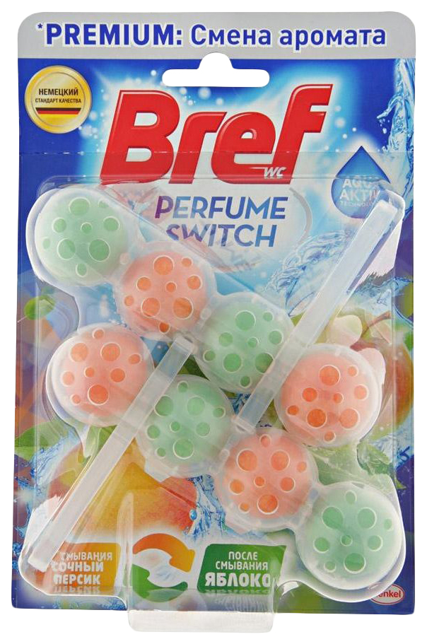 фото Средство чистящее для унитаза «bref perfume switch» - персик-яблоко, 2 шт. по 50 г