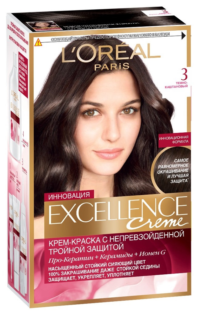 Краска для волос L'Oreal Paris Excellence 3 dark chestnut l oreal professionnel сыворотка для уплотнения тонких волос serioxyl advanced 90