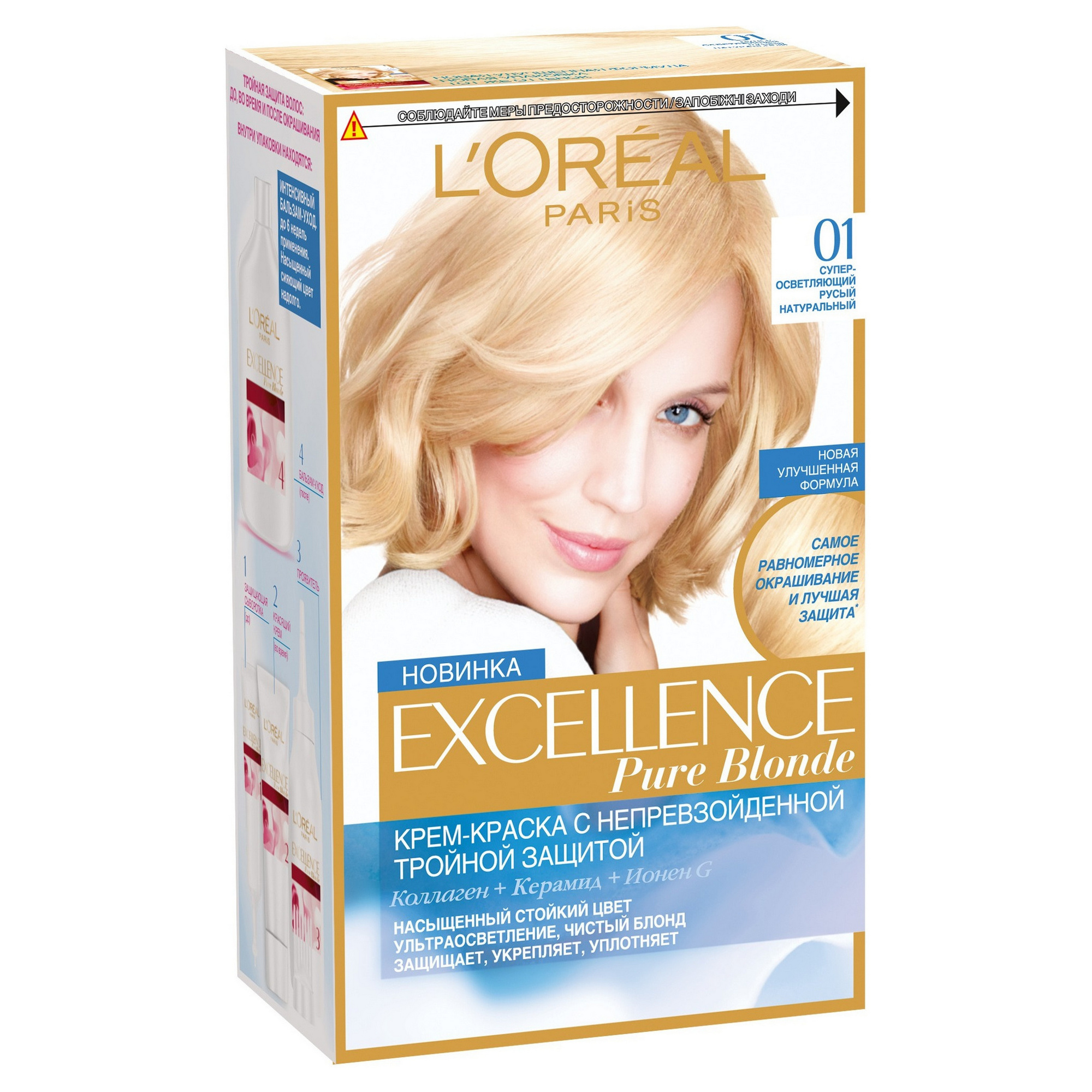Купить Краска для волос L`Oreal Paris Excellence Суперосветляющий русый натуральный тон 01, L'Oreal Paris