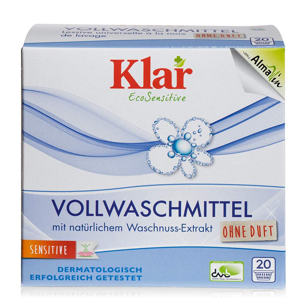 Порошок стиральный Klar на мыльном орехе для белого и прочноокрашенного белья